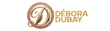 Logotipo oficial de Débora Dubay, especialista em gestão emocional e alta performance corporativa. O logo exibe um 'D' dourado elegante e entrelaçado dentro de um círculo decorativo, acompanhado do nome Débora Dubay em tipografia sólida dourada.
